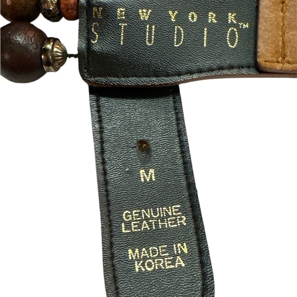 New York Studio Genuine Belt Different Beading In Between Leather At Ends M main image 6